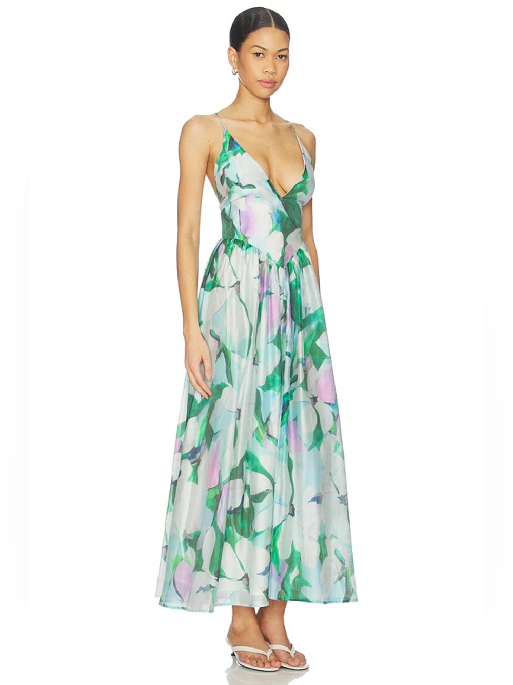 Bardot Arletha Halter Maxi In Green Flo Floral Sundress Size 8